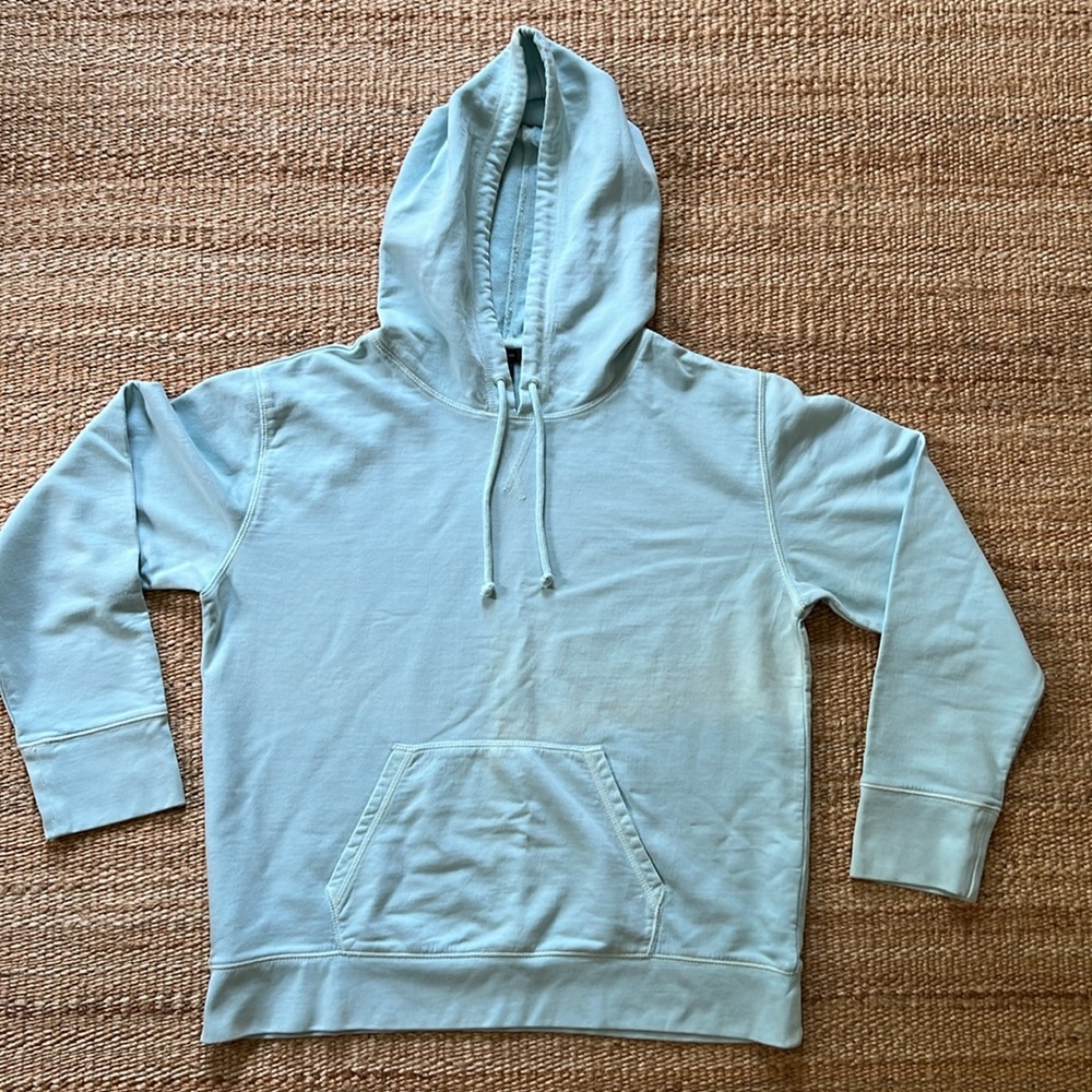 J. Crew Lightweight Garment Dyed Hoodie in Light Blue Turquoise Size L - Picture 2 of 11